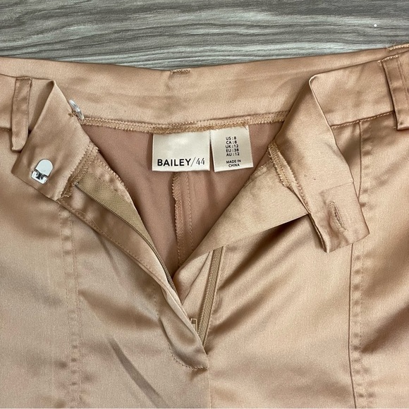 NEW Bailey 44 Gold Satin Cargo Pocket Straight Leg Ankle Pants - Picture 4 of 12